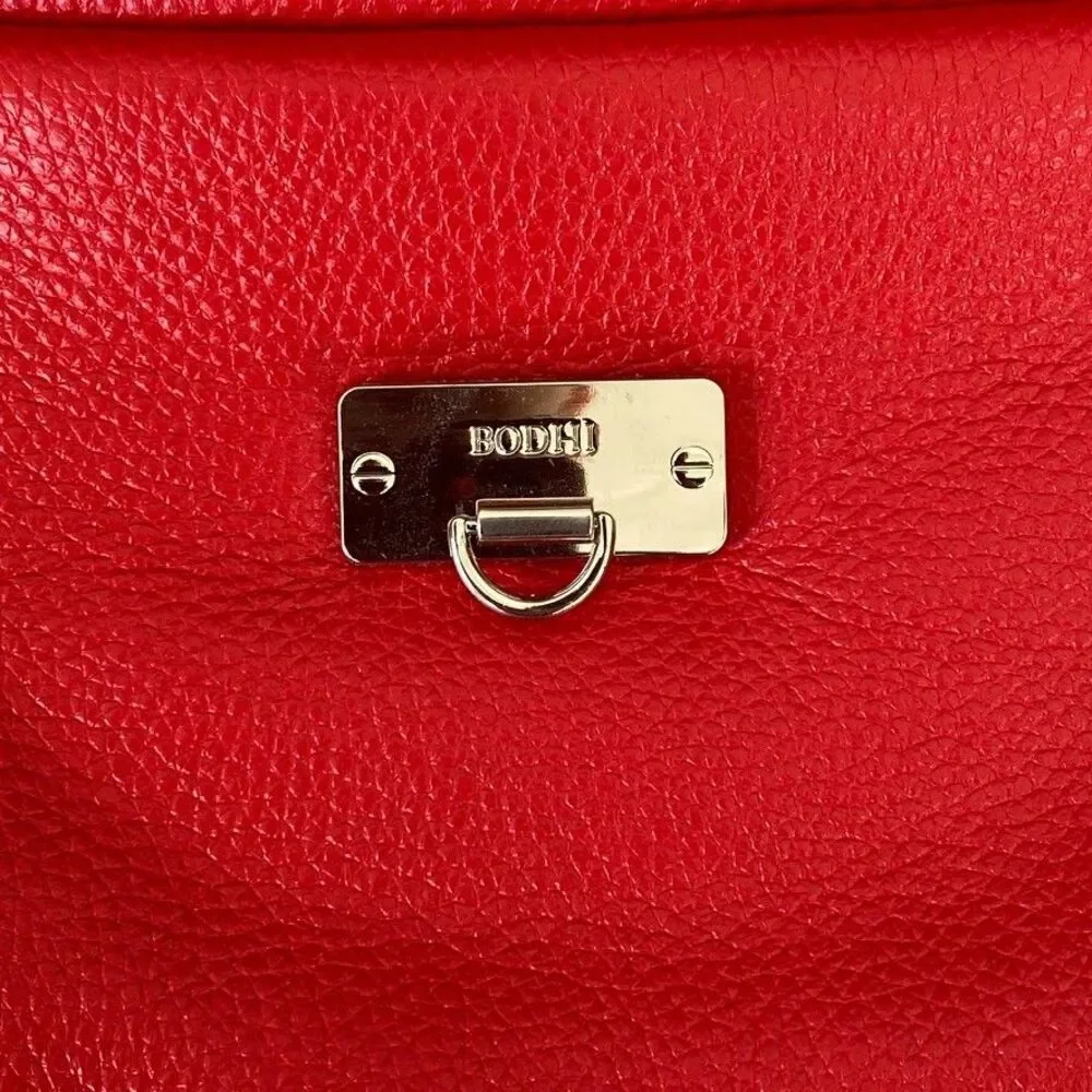 NWT BODHI Tech Collection Red Leather Laptop Tote MacBook iPad Bag 13